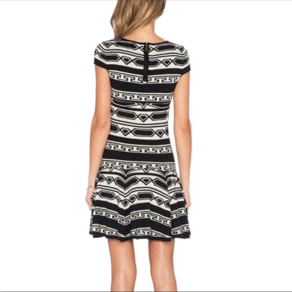 Alice + Olivia Black and Cream Geometric Mini Dress - Picture 5 of 5